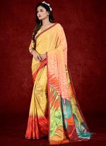 Crape Multi Colour Party Wear Digital Abstract Printed Saree